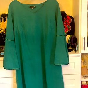 Flare Sleeve Scuba A-Line Dress-Knee Length